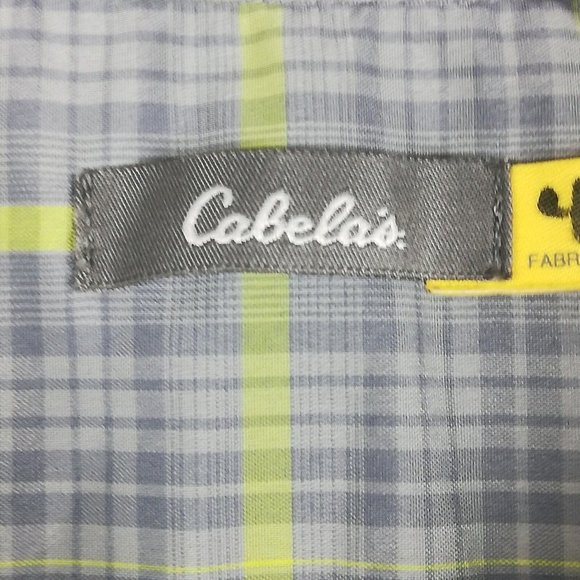 Cabelas Womens Shirt Button Down Blue Gray Plaid Long Sleeve Collar Round Hem XL - Picture 8 of 10